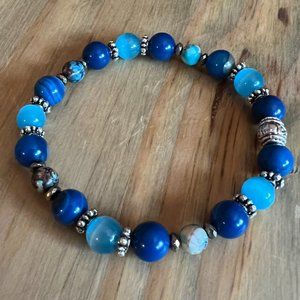 Blue Agate + Jasper Crystal Bracelet